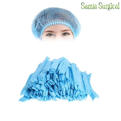 Picture of 100 Pcs Pack Disposable Surgical Head Cap, Mob Caps,Hair Net Cap,elastic Free Size,for Cosmetics, Beauty, Kitchen, Cooking, Home Industries, Hospital (Blue)