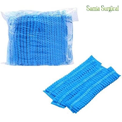 Picture of 100 Pcs Pack Disposable Surgical Head Cap, Mob Caps,Hair Net Cap,elastic Free Size,for Cosmetics, Beauty, Kitchen, Cooking, Home Industries, Hospital (Blue)