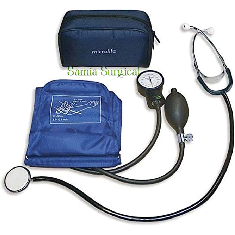 Picture of Microlife Manuel Blood Pressure Machine Monitor Sphygmomanometer- Analog Aneroid Manual BP Machine Set With Stethoscope