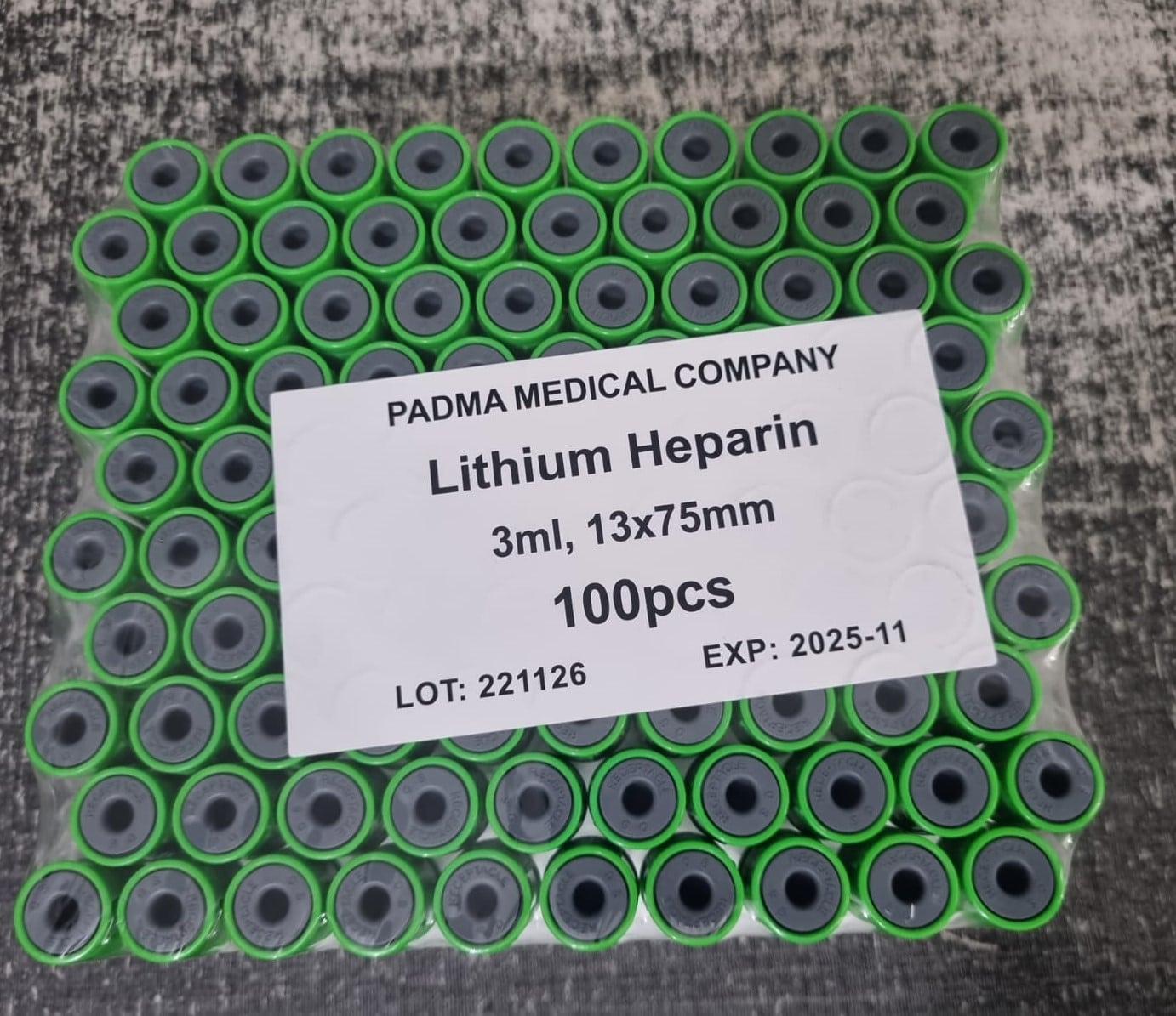 Picture of Lithium Heparin Vacuum Blood Collection Tube Green 4ML,13=75mm 100pcs