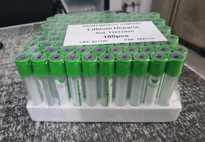 Picture of Lithium Heparin Vacuum Blood Collection Tube Green 4ML,13=75mm 100pcs