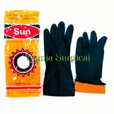 Picture of Industrial Rubber Hand Gloves 1pir With Black - Int: One size