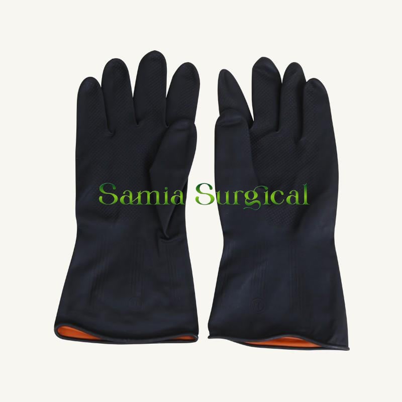 Picture of Industrial Rubber Hand Gloves 1pir With Black - Int: One size