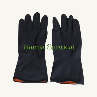 Picture of Industrial Rubber Hand Gloves 1pir With Black - Int: One size