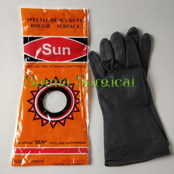 Picture of Industrial Rubber Hand Gloves 1pir With Black - Int: One size