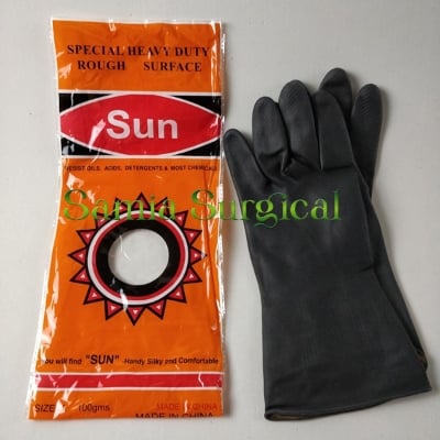 Picture of Industrial Rubber Hand Gloves 1pir With Black - Int: One size