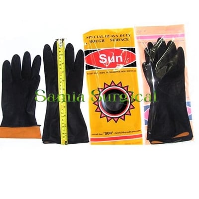 Picture of Industrial Rubber Hand Gloves 1pir With Black - Int: One size