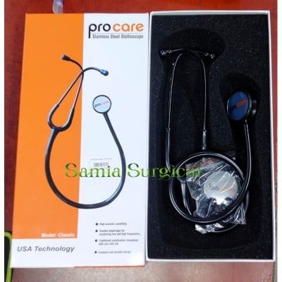 Picture of Procare Classic Stainless Steel Stethoscope -Black (USA Technology) - Body