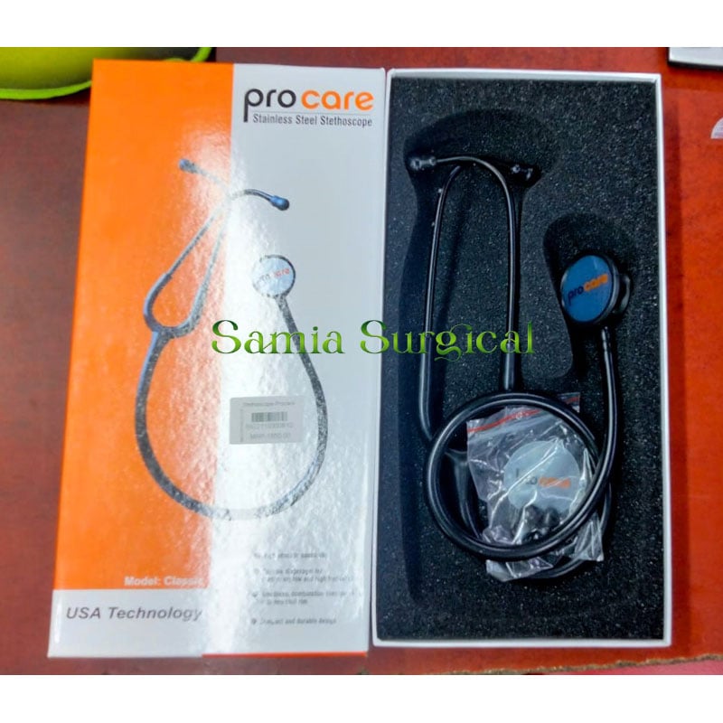 Picture of Procare Classic Stainless Steel Stethoscope -Black (USA Technology) - Body