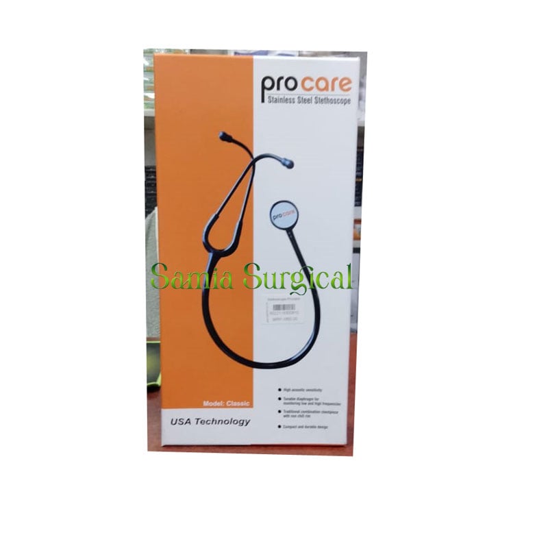 Picture of Procare Classic Stainless Steel Stethoscope -Black (USA Technology) - Body