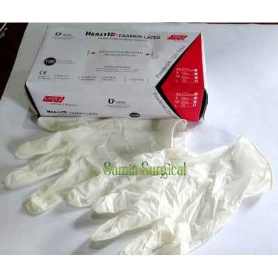Picture of Health Plus Examen Latex Examination gloves (100ps,1box) Original Malaysian
