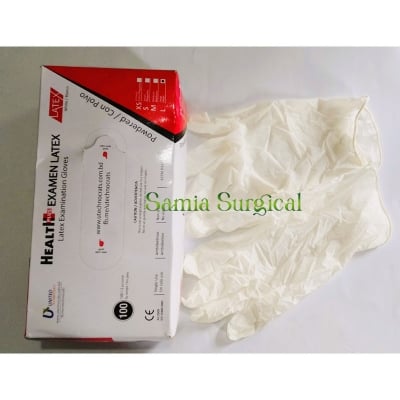 Picture of Health Plus Examen Latex Examination gloves (100ps,1box) Original Malaysian