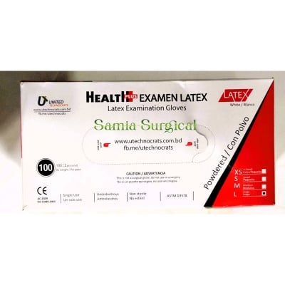 Picture of Health Plus Examen Latex Examination gloves (100ps,1box) Original Malaysian