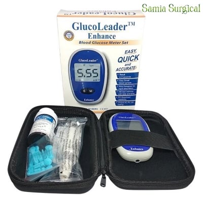 Picture of Glucoleader Enhance Blood Glucose Meter-Blue With 10 Test Strips - Hand