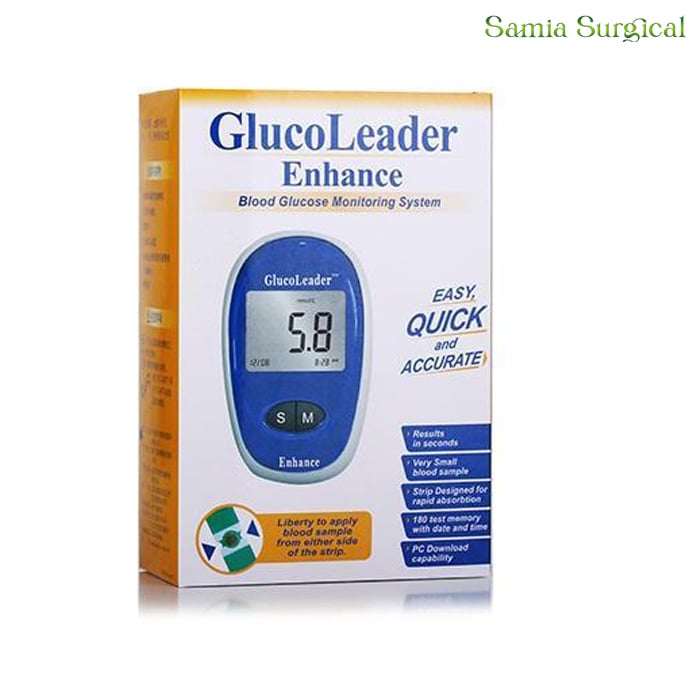 Picture of Glucoleader Enhance Blood Glucose Meter-Blue With 10 Test Strips - Hand
