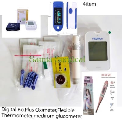 Picture of Digital Bp Machin, Pius Oximeter,medirom glucometer,Flexible,Renevo Digital Thermometer( Combo Pack of 4item)) - Body
