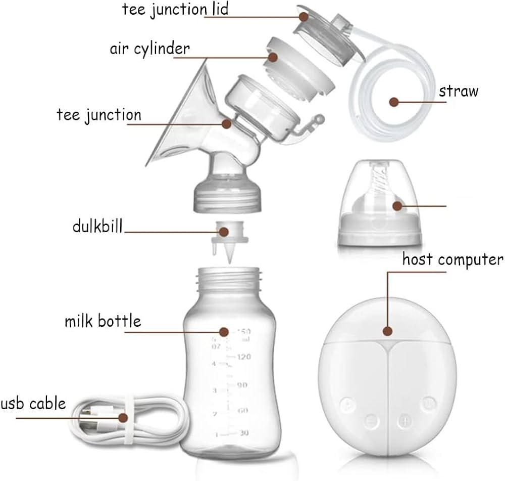 Picture of Pump Double Electric Breast Pump Manual Breast Pump Portable with 2 Bottles