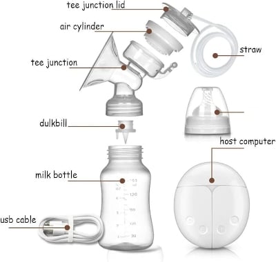 Picture of Pump Double Electric Breast Pump Manual Breast Pump Portable with 2 Bottles