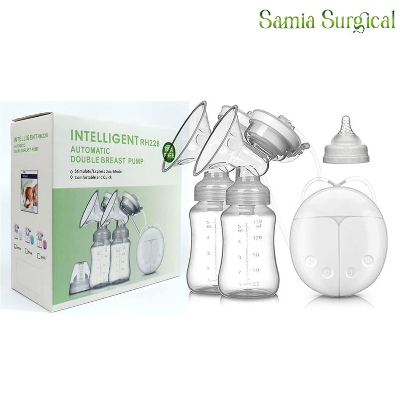 Picture of Pump Double Electric Breast Pump Manual Breast Pump Portable with 2 Bottles