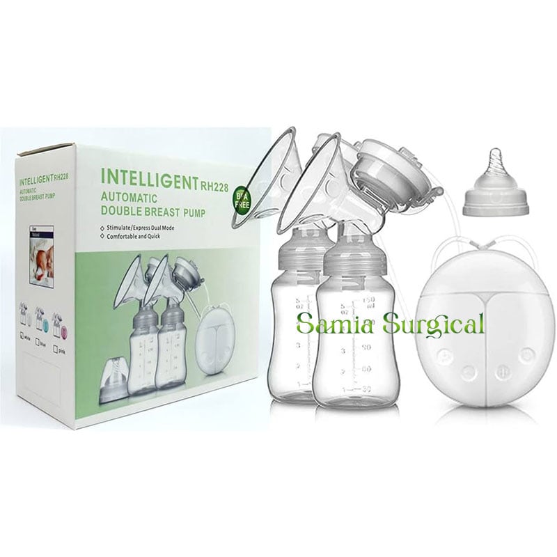 Picture of Pump Double Electric Breast Pump Manual Breast Pump Portable with 2 Bottles