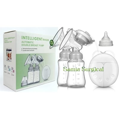 Picture of Pump Double Electric Breast Pump Manual Breast Pump Portable with 2 Bottles