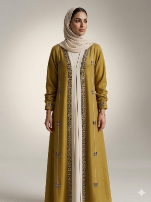 Picture of Jafran Fixed Abaya -Mustered Yellow