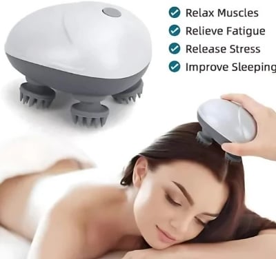 Picture of Electric Scalp Massager, Portable Waterproof Scalp Massager For Hair Growth, Stress Relief, Deep Cleaning, Full Body Massage With 4 Heads