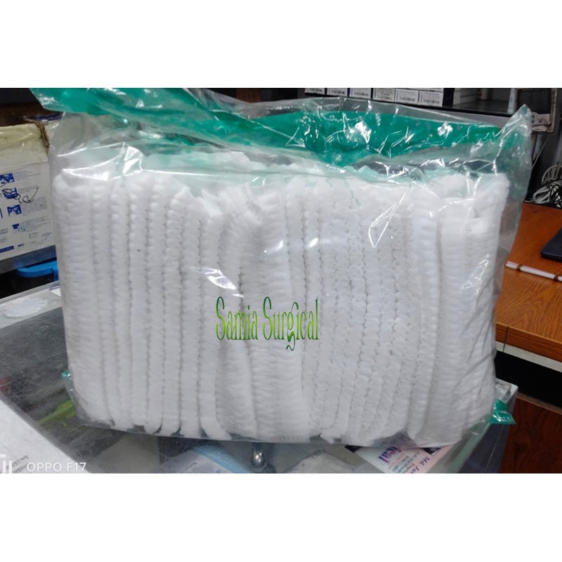 Picture of Disposable Non-woven Head Cover Mob Cap Hat Hair Net Anti-dust Hats Cap White  Colour - 100 Pcs