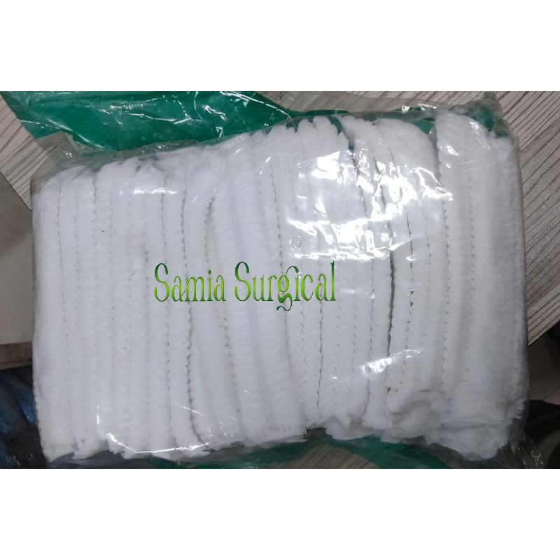 Picture of Disposable Non-woven Head Cover Mob Cap Hat Hair Net Anti-dust Hats Cap White  Colour - 100 Pcs