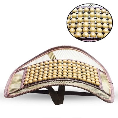 Picture of Mesh Ventilation Wooden Back Rest with Elastic and Belt Support For Car Seat, Office Chairs, home