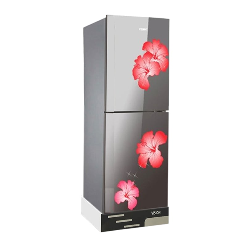 Picture of VISION Glass Door Refrigerator RE-330 Liter Mirror Jaba Flower Bottom Mount