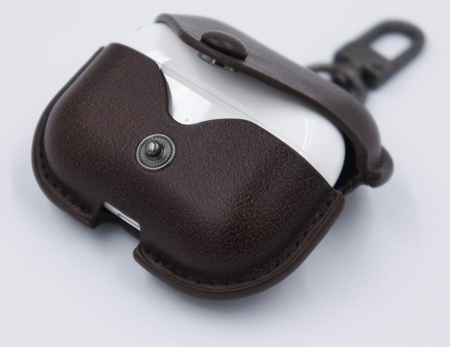 Picture of AirPods Pro 2 PU Leather Magnetic Case with Hook Lightweight Protective Cover-Transparent 