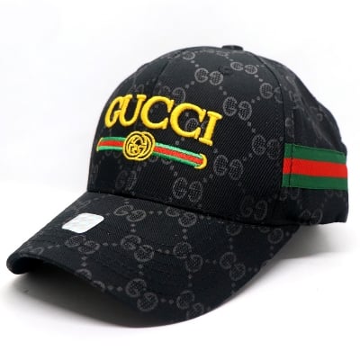 Picture of Black Embroidery logo Cotton Curved Visor Cap-One Size