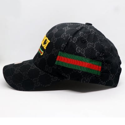Picture of Black Embroidery logo Cotton Curved Visor Cap-One Size
