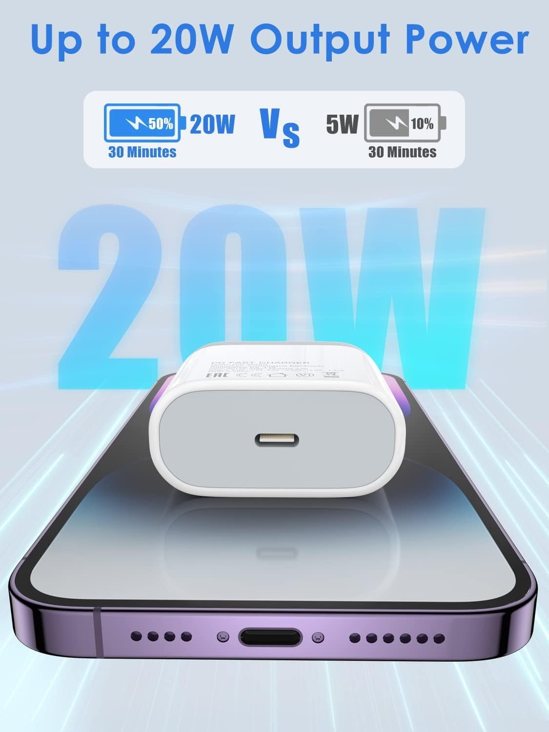 Picture of For Iphone 20 Watt Charger With Cable Premium Quality Fast Charging - Charger