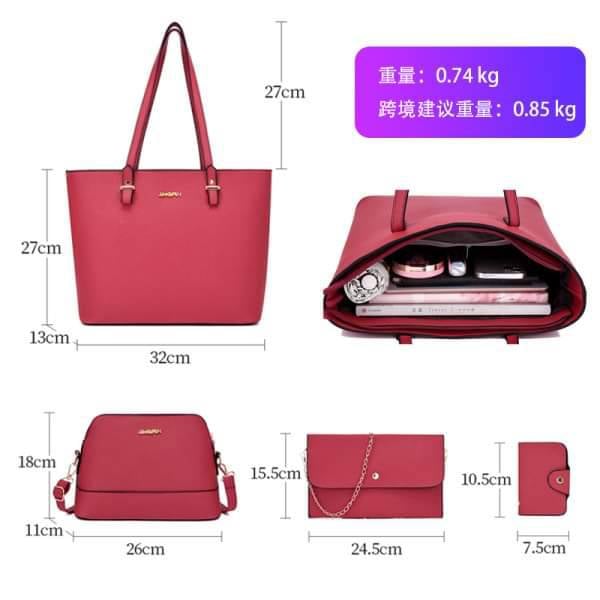 Picture of 4pic Combo Solid Color Designer High Quality Women Composite Bag Multifunctional Women Handbag 2024 Women Shoulder Bags