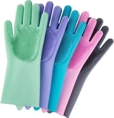 Picture of 1pcs Silicone Dish Washing Kitchen Hand Gloves- Multicolor - Hand Gloves - Hand Gloves - Hand Gloves-Multicolor