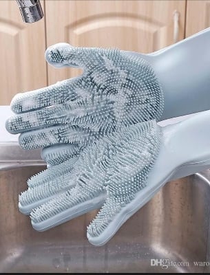 Picture of Silicon Dish Washing Kitchen Hand Gloves-1 Piece - Hand Gloves-Multicolor