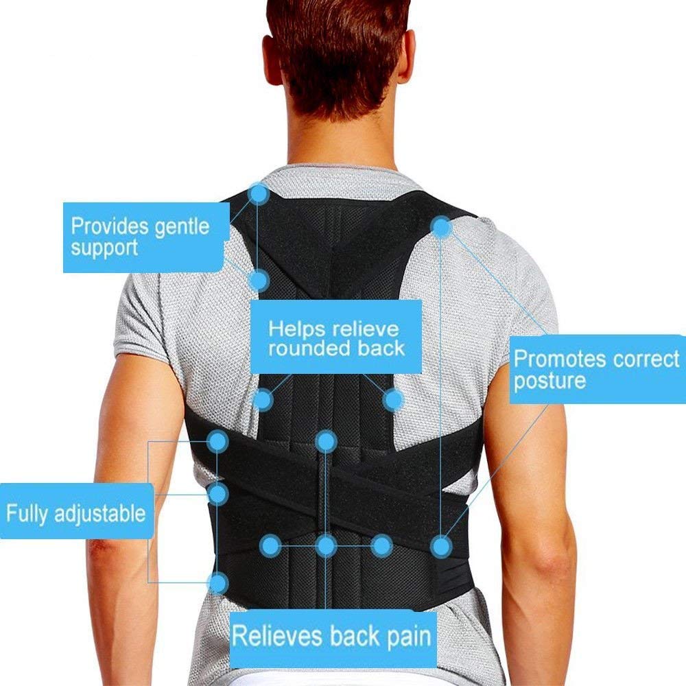 Picture of Adjustable Shoulder Support Brace for Effective Back Pain Relief - Ergonomic Posture Corrector Belt with Customizable Support-Multicolor
