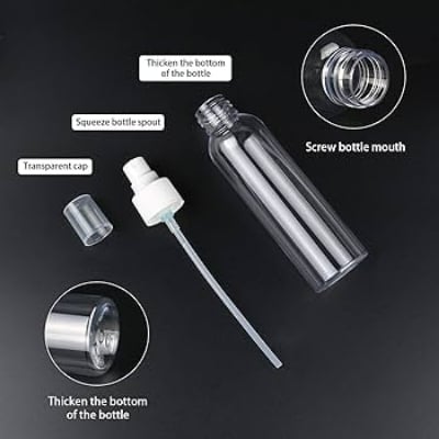 Picture of eakproof Spray Bottles Adjustable Nozzle for Fine Mist & Jet Stream Premium Refillable Plastic Bottles for Hair Styling, Plant Misting, Cleaning Solutions (Clear)