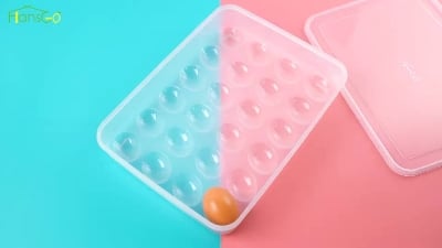 Picture of 20/34 Grid Egg Storage Box Kitchen Refrigerator Egg Box with Lid Fresh-keeping Case Household Plastic Fresh-keeping Box