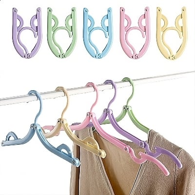 Picture of Foldable, Travel Hangers, Portable Folding Clothes Hangers Cloth Hanger Rack Travel Accessories Foldable Clothes Drying Hanger- Multicolor