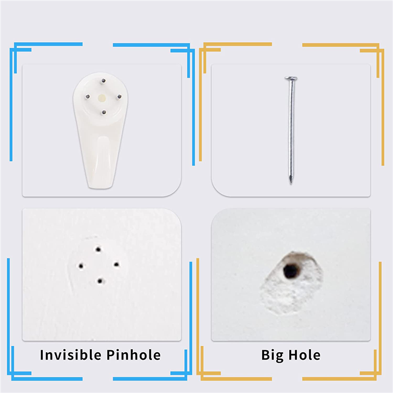 Picture of 2Pcs PCS Picture Hangers Hanging Kit, Heavy Duty Hooks for Stucco/Concrete/Hard Walls Without Drilling, Invisible Nail LBS Weight Load