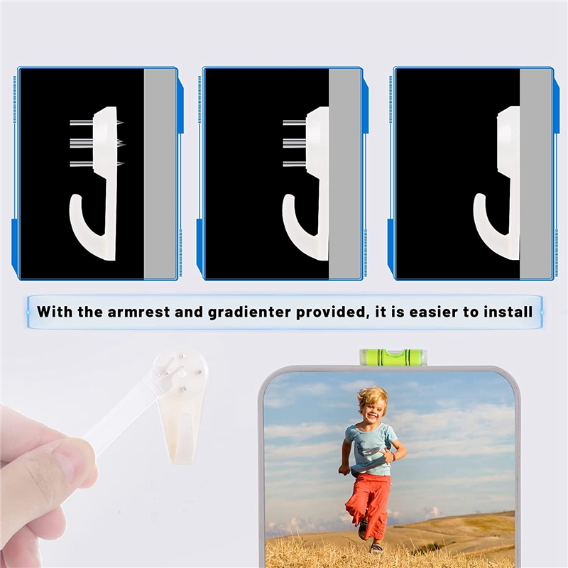 Picture of 2Pcs PCS Picture Hangers Hanging Kit, Heavy Duty Hooks for Stucco/Concrete/Hard Walls Without Drilling, Invisible Nail LBS Weight Load