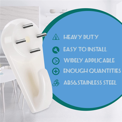 Picture of 2Pcs PCS Picture Hangers Hanging Kit, Heavy Duty Hooks for Stucco/Concrete/Hard Walls Without Drilling, Invisible Nail LBS Weight Load