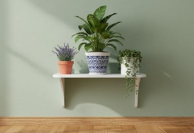 Picture of Floating Shelf Wall Wood Hanging Rope Durable Rack for Living Room Bedroom Bathroom Kitchen Decorative Rack Stand Self