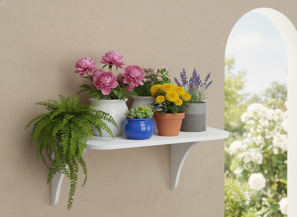 Picture of Floating Shelf Wall Wood Hanging Rope Durable Rack for Living Room Bedroom Bathroom Kitchen Decorative Rack Stand Self