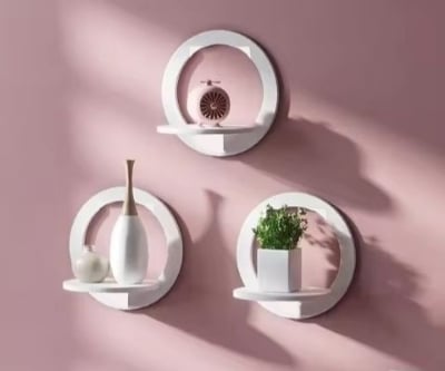 Picture of Creative Flower Pot Stand Wall Shelf Free Punch Wall-Mounted TV Background Wall Hanger Bedroom Balcony Bedside Wall Home Decor