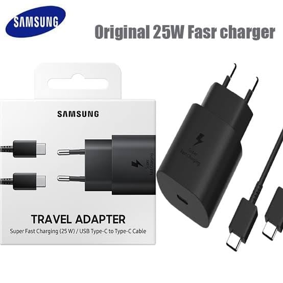 Picture of Samsung Galaxy 25W Super Fast Charging Travel Adapter (with USB-C to C Data Cable), Black