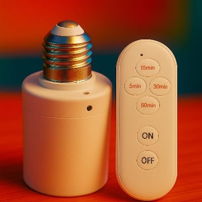 Picture of Smart AC220V Wireless remote Control Lamp Holder With Timing Adjustment Function Smart Light LED Lamp Base Universal-Round Holder